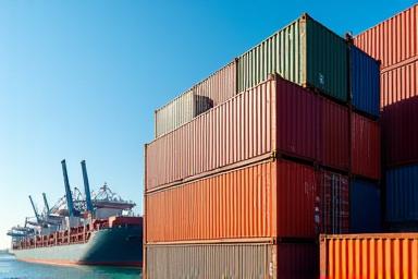 世界中で積み重ねられた輸送コンテナ